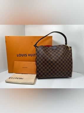 Authentic Louis Vuitton Damier Graceful PM Shoulder Bag + Box + Dust Bag + Recpt